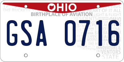 OH license plate GSA0716