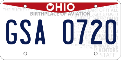 OH license plate GSA0720