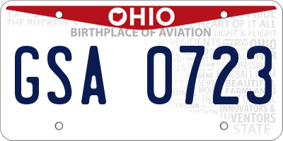 OH license plate GSA0723