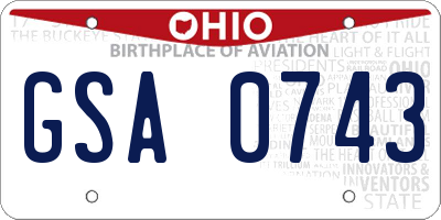 OH license plate GSA0743