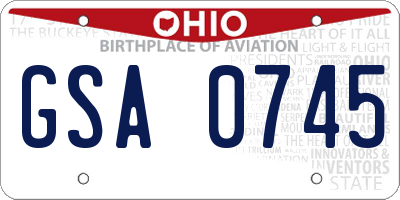 OH license plate GSA0745