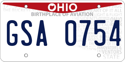 OH license plate GSA0754