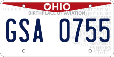 OH license plate GSA0755