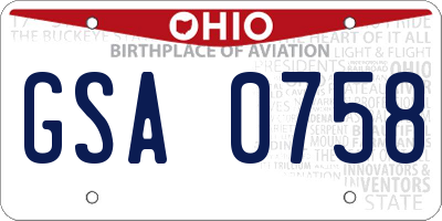 OH license plate GSA0758
