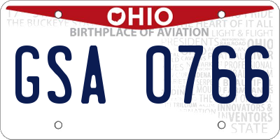 OH license plate GSA0766