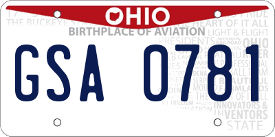 OH license plate GSA0781