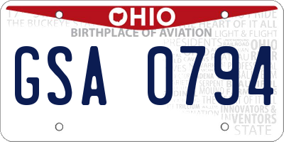 OH license plate GSA0794