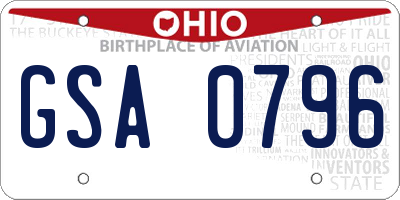 OH license plate GSA0796