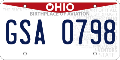 OH license plate GSA0798