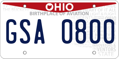 OH license plate GSA0800