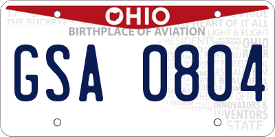 OH license plate GSA0804
