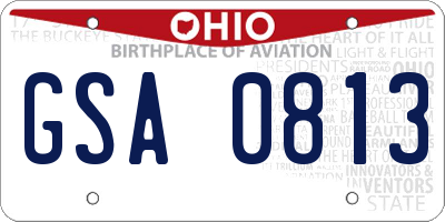 OH license plate GSA0813