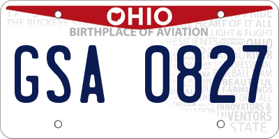 OH license plate GSA0827