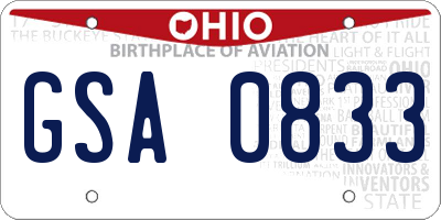 OH license plate GSA0833