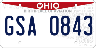 OH license plate GSA0843