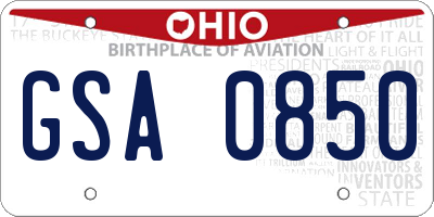 OH license plate GSA0850