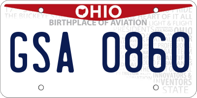 OH license plate GSA0860