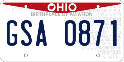 OH license plate GSA0871