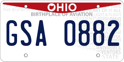 OH license plate GSA0882