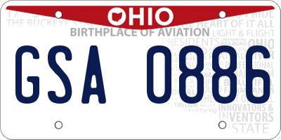 OH license plate GSA0886