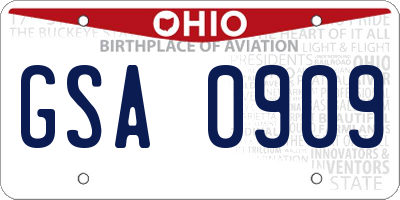 OH license plate GSA0909