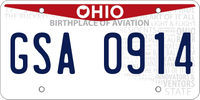 OH license plate GSA0914