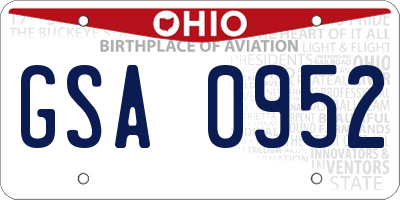 OH license plate GSA0952