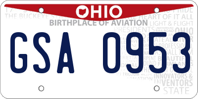 OH license plate GSA0953