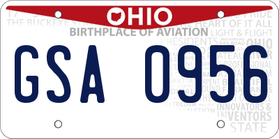 OH license plate GSA0956