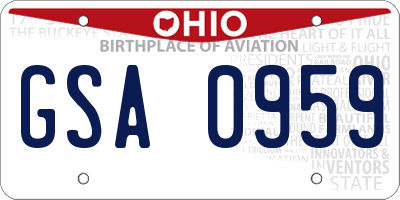 OH license plate GSA0959