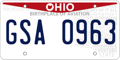 OH license plate GSA0963