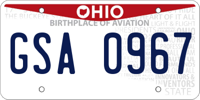 OH license plate GSA0967