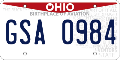 OH license plate GSA0984