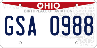 OH license plate GSA0988