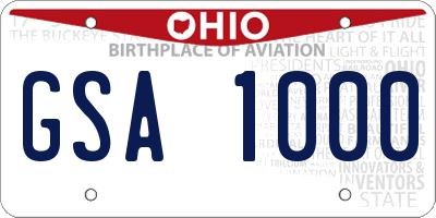 OH license plate GSA1000