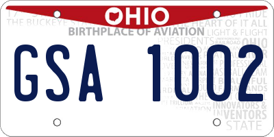 OH license plate GSA1002