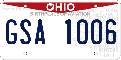 OH license plate GSA1006