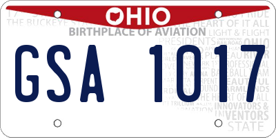 OH license plate GSA1017