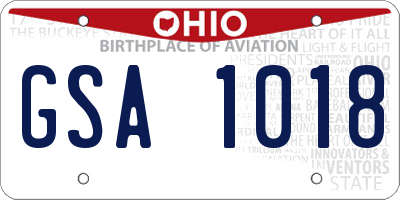 OH license plate GSA1018