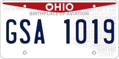 OH license plate GSA1019