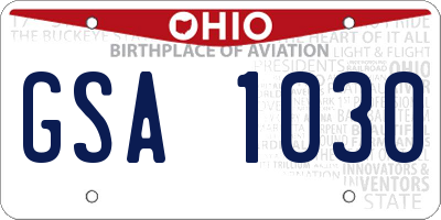 OH license plate GSA1030