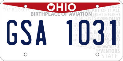 OH license plate GSA1031