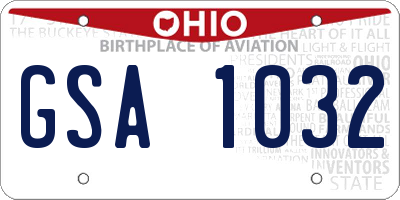 OH license plate GSA1032