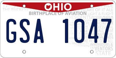 OH license plate GSA1047