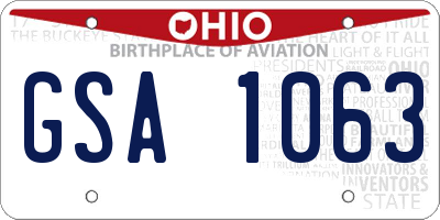 OH license plate GSA1063
