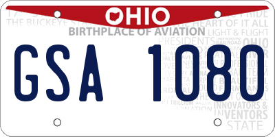 OH license plate GSA1080