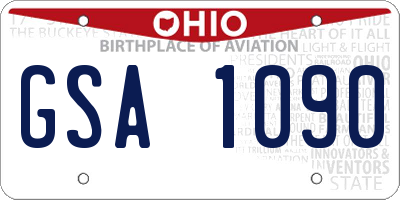 OH license plate GSA1090