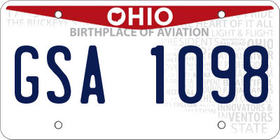OH license plate GSA1098