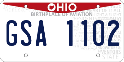OH license plate GSA1102