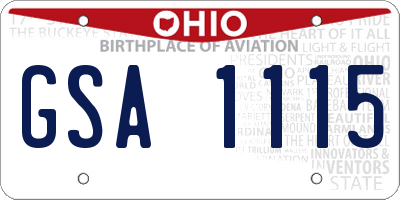 OH license plate GSA1115